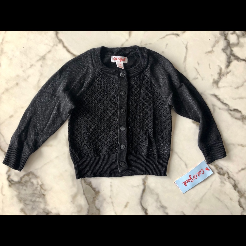 Cat & Jack Black Lightweight Metallic Sweater 12m